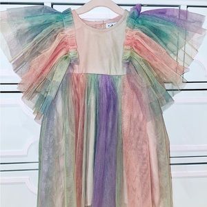 LOLA + THE BOYS Rainbow Flutter Sleeve Dress Toddler Size 2T
